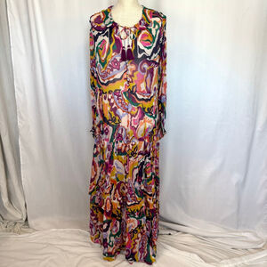 Anthropologie Marais Chiffon Maxi Dress Womens M